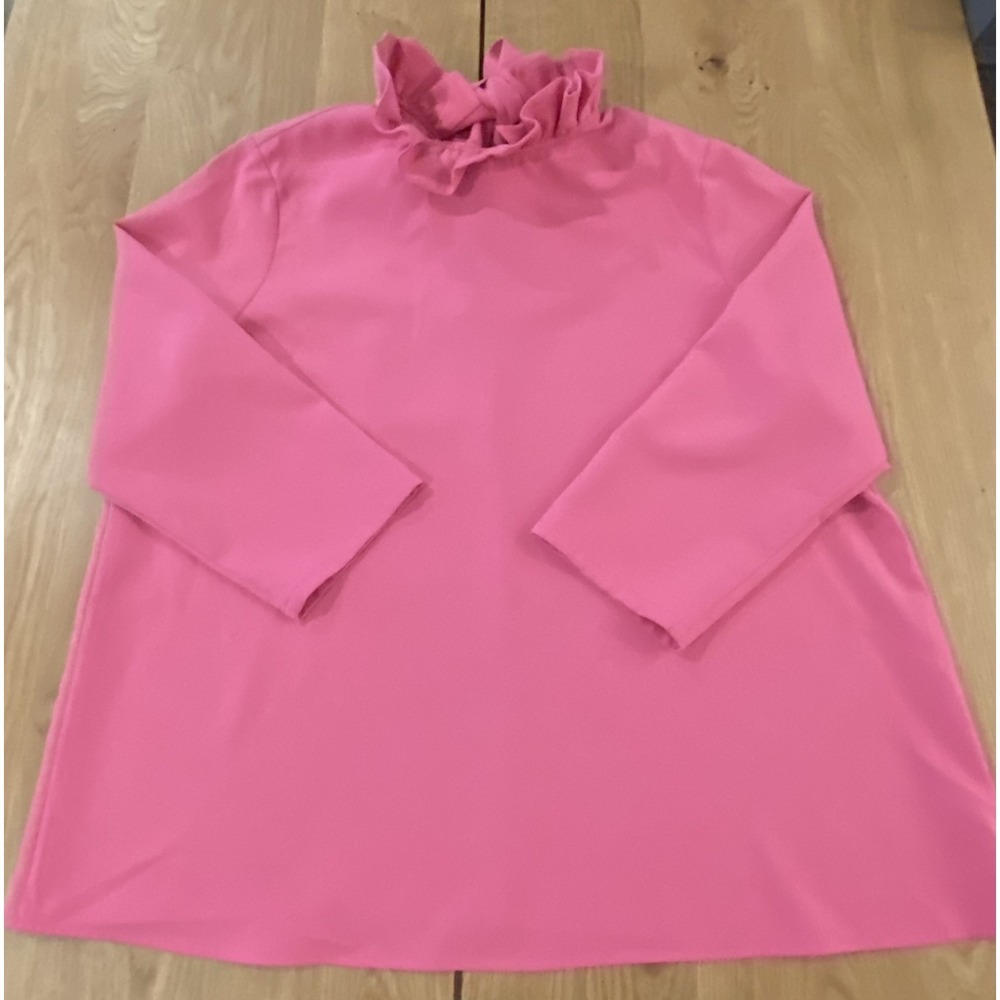 Tuckernuck Pomander Place Pink Faye Ruffle Collar Bow Top Mod Retro Size 3XL EUC